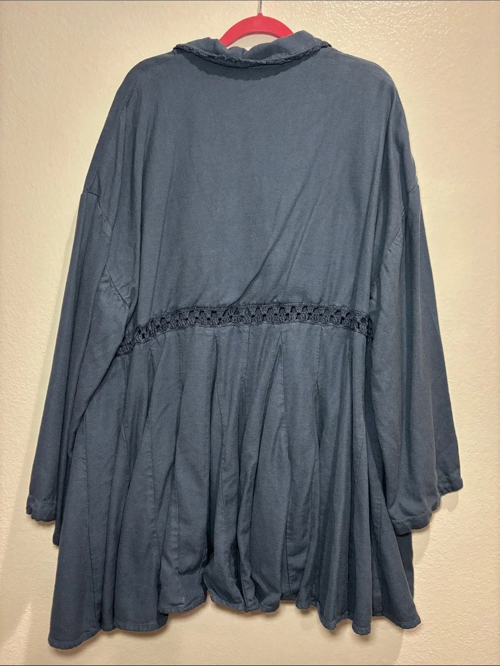 Free People Hazy Baby Rayon Linen Crochet Lace Babydoll Dress small